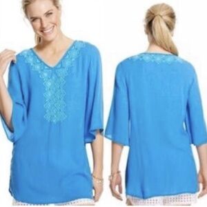 Lilly Pulitzer Blue Tunic with Embroidery Size SP